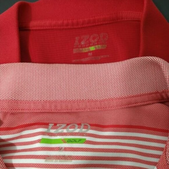 Lot of 2 Izod Golf Polo Shirt Men Size M Red Check Stripe Short Sleeve Collared - Picture 6 of 8